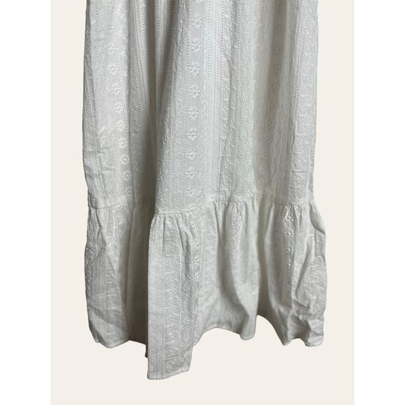 Cece White Eyelet Embroidered Atrapoy Ruffled Sleeveless Midi Dress Size 0 - Picture 5 of 9